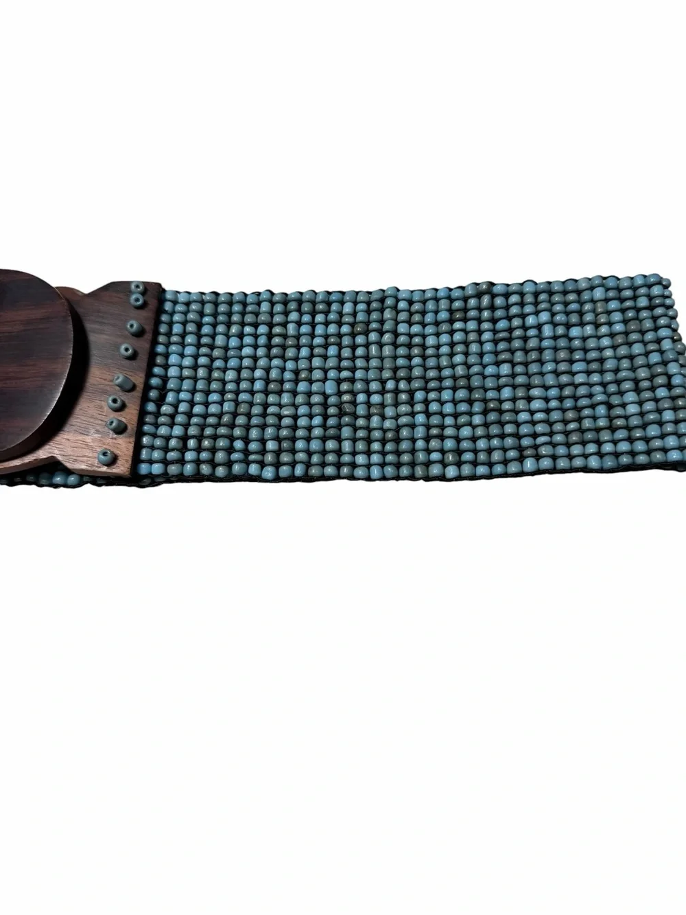 Southwest Turquoise BEADED Stretch BELT Wooden Buckle Size Large